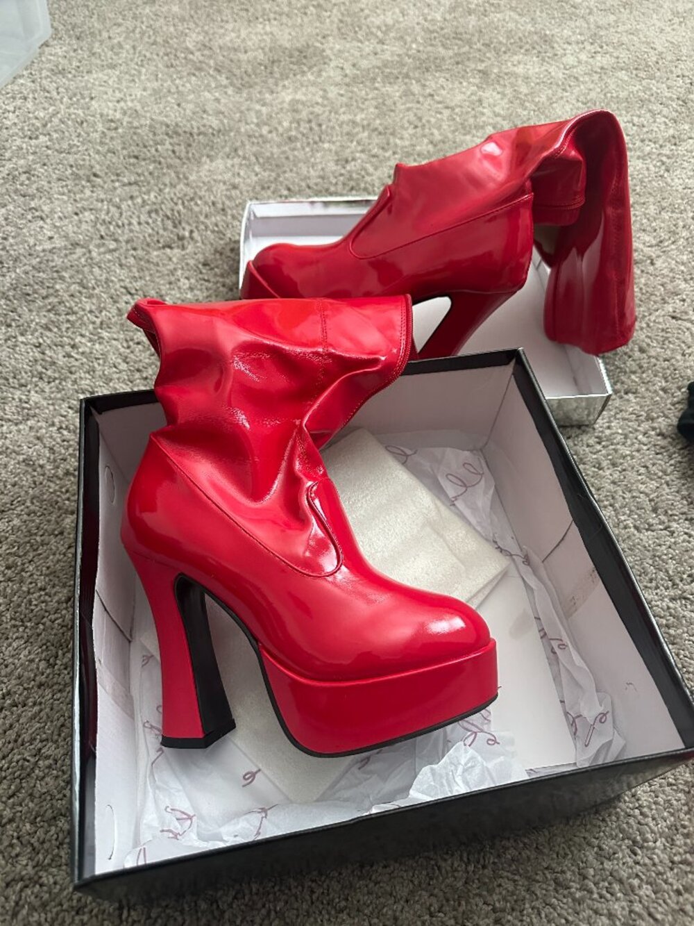 Red Platform Knee High Boots (7)